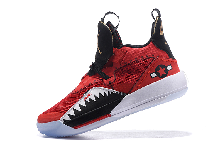Air Jordan 33 Red Black Shark Shoes - Click Image to Close